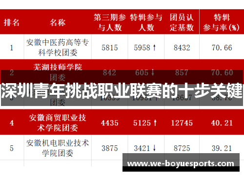 深圳青年挑战职业联赛的十步关键 深圳青年挑战职业联赛的十步关键